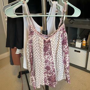 American Eagle Floral Cropped Tank with adjustable straps